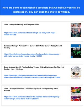 Roger Riddell Does Foreign Direct Investment Promote Development New Methods Outcomes ...