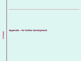 Lontessa
Appendix – for further development
 