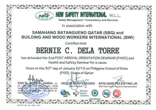 Certificate - Health & Safety Seminar for a Cause