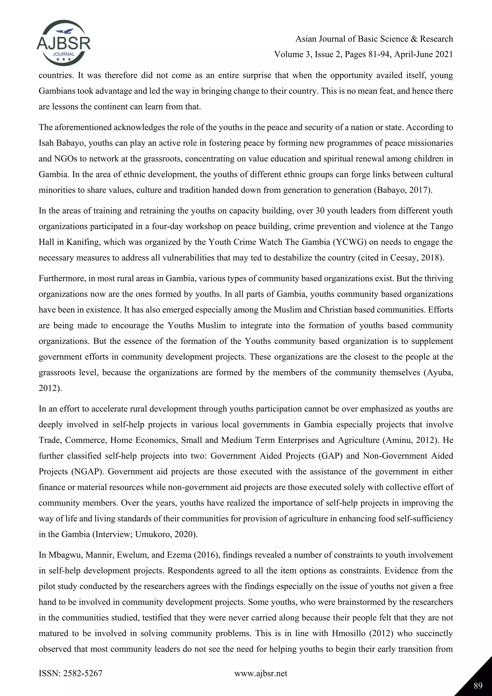 Youths and National Development in The Gambia | PDF