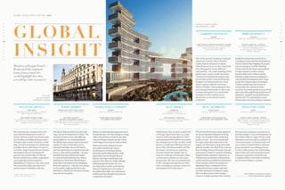GLOBAL DEVELOPMENT REPORT 2016
02
12
04
14
22
06
16
24
08
18
26
10
20
03
13
05
15
23
07
17
25
09
19
27
11
21
Members of Knight Frank’s
Residential Development
teams from around the
world highlight how they
are adding value to projects
THE FOUR
SEASONS PRIVATE
RESIDENCES, MADRID
GLOBAL DEVELOPMENT REPORT 2015
*Knight Frank’s residential alliance
partner in the United States
KnightFrankhasbeeninvolvedona
consultancybasiswiththisdevelopment,
whichisQatariDiar’sflaghipUKproject,
sinceitsinceptionin2005.Working
closelywiththedeveloperandarchitect
wehavehelpedtocreateaunique
productthatissettodeliverexactly
whatthemarkethasbeenlookingfor–
a lowdensitydevelopmentwithalarge
proportionofgreenspace,archetypal
Londonarchitectureandasenseof
community.Theinterestwehave
receivedsofarbacksupthesuccessofthis
approachwithasignificantproportionof
enquiriescomingfrompotentialbuyers
basedintheUKandlookingtomake
ChelseaBarrackstheirprimaryresidence.
LONDON
PARTNER, RESIDENTIAL DEVELOPMENT
CHELSEA BARRACKS, LONDON
A 13-ACRE QATARI DIAR DEVELOPMENT
OF 275 APARTMENTS AND
TOWNHOUSES WITH SEVEN NEW
GARDEN SQUARES
We meticulously considered the unit
mix of the development in order to
create a diverse range of product across
the building, including placing a series
of larger units on lower levels as a value
play, as well as premium two-bedrooms
on higher floors, allowing us to cater to
a broader range of potential purchasers.
Throughout the pre-development
process, we ensured that 111 Murray
Street would bring a calibre of property
more typically found in uptown
Manhattan to Tribeca, to not only meet
but exceed the high expectations of
uptown buyers looking to relocate.
NEW YORK
PRESIDENT  CEO, DOUGLAS ELLIMAN*
DEVELOPMENT MARKETING
ONE ELEVEN MURRAY STREET
A 64-STOREY GLASS TOWER IN THE TRIBECA
AREA OF NEW YORK DESIGNED BY KOHN
PEDERSEN FOX ASSOCIATES
Malliouhana was recently acquired by
a Chicago-based developer as a joint
venture with Auberge Resorts. After
undergoing an $80 million renovation
the strategy was to sell a portion of the
land in a residential offering of beach-
front villas. Working closely with the
developer and using our expertise,
we determined the market was in
need of a collection of intimate villas,
a tremendous addition to the hotel
programme. We were an integral part
of the redesign and placement of the
villas, resulting in a greater return on
investment for the developer.
CARIBBEAN
DOUGLAS ELLIMAN
DEVELOPMENT CONSULTANCY
MALLIOUHANA, ANGUILLA
LIMITED COLLECTION OF BEACH-FRONT
VILLAS ON MEAD’S BAY
Sydney’sresidentialdevelopmentsector
isundergoingarealstepchangeasahuge
influxoffundsfromChineseandother
Asiandeveloperspushesupsitevalues
andbringsnewproductstothemarket.
Ihavepreviouslyworkedonsome
ofLondon’smosticonicluxury
developments,includingChelsea
BarracksandSouthbankPlace,with
QatariDiar,theinvestmentarmof
Qatar’ssovereignwealthfund,and
alsoOneNineElmsforDalianWanda,
China’slargestdeveloper.SoIcan
seethatbrandcreationandtailoring
thesedevelopmentstotheneedsof
theglobalultra-high-net-worthbuyer
willbecomeincreasinglyimportantas
competition increases.
SYDNEY
HEAD OF PROJECT MARKETING
SUPER-PRIME DEVELOPMENTS
IN LONDON AND SYDNEY
TheRoyalAtlantiswillbethefirsttruly
super-primedevelopmentinDubai.The
emirateishometoover200different
nationalitiessoourunderstandingof
theglobalsuper-primemarkethasbeen
crucial.Tocatertothetastesofour
internationalhigh-net-worthclients-
andincorporatingourexpertisefromthe
best-in-classschemesglobally-wehave
workedtirelesslywiththedeveloper
tocreate65individuallayouts.Thisin
itselfhassetTheRoyalAtlantisapart
fromotherdevelopmentsbydesigning
fromtheinsideout-withthefocusbeing
onthequality,highspecificationand
attentiontodetailthatwillattractbuyers
fromallovertheglobe.
MIDDLE EAST AND NORTH AFRICA
HEAD OF PROJECT MARKETING
THE ROYAL ATLANTIS
RESORT  RESIDENCES, DUBAI
A KERZNER DEVELOPMENT ON THE PALM WITH
231 APARTMENTS AND AN 800-KEY HOTEL
THE PALM JUMEIRAH
We have been using our experience to
sell this unique 17-acre development on
the Golden Mile at Upper Worli, south
Mumbai’s most prestigious address, in
a focused manner to domestically and
non-resident-based Indians and have
been among the top-selling partners
for the Lodha group. Our relationship
with Lodha was instrumental in them
using our expertise to help buy the
Canadian High Commission building
at Grosvenor Square, London.
INDIA
NATIONAL DIRECTOR RESIDENTIAL
LODHA WORLD TOWERS, MUMBAI
THREE UNIQUELY CURVILINEAR GLASS AND
STEEL TOWERS, INCLUDING WORLD ONE,
THE WORLD’S TALLEST RESIDENTIAL
TOWER AT 423M
ThearrivaloftheFrankGehrydesigned
12-storeyOpusdevelopmentinHong
Kong–thearchitect’sfirstresidential
projectinAsia–setanewbenchmark
forsuper-primedevelopmentsinthe
region,onethatbearscomparisonwith
globaliconslikeOneHydePark,andone
thataleadingChinesedeveloperhasjust
announceditwantstoemulateinBeijing.
KnightFrank’sextensiveexperienceof
sellingluxurypropertiesinHongKong
anditsextensiveportfolioofconsultancy
workonprimemixed-useprojectsin
MainlandChina,combinedwithits
uniqueglobalsuper-primeexpertise,
providesdeveloperslookingtotarget
ultra-wealthybuyerswithaunique
resourcetohelpmaximisetheirreturns.
HONG KONG
HEAD OF RESIDENTIAL AGENCY
SUPER-PRIME DEVELOPMENTS IN
HONG KONG AND MAINLAND CHINA
SEE OVERLEAF FOR KNIGHT FRANK'S
10-STEP DEVELOPMENT PATHWAY
GLOBAL
INSIGHT
SUSAN DE FRAN A MADELAINE LUNDGRENMARIA MORRIS
MERIAM MAKIYA
NEAL SROKA MUDASSIR ZAIDIRENU BUDHRANI
Part of the ground-breaking Canalejas
mixed-use scheme, this is the first
residential development in Spain
with all the services of a five-star hotel
and will appeal to many different
nationalities. Our understanding of the
global super-prime market has been
crucial in promoting the project and
we introduced the renowned interior
designer Luis Bustamante to create
layout options with the necessary
interior finishes. Placemaking for this
increasingly fashionable location was
an important part of our marketing
strategy for this exciting luxury
destination in the historic heart
of Madrid.
MADRID
HEAD OF PRIME RESIDENTIAL
FOUR SEASONS PRIVATE RESIDENCES MADRID
LUXURIOUS RESIDENCES BY FOUR SEASONS
HOTELS AND RESORTS ABOVE
A NEW FIVE-STAR HOTEL
ALBERTO COSTILLO
THE ROYAL ATLANTIS RESORT
AND RESIDENCES, DUBAI
 