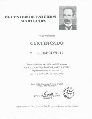 Cuba certificate