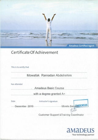 Amadeus Certificate