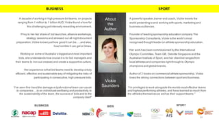 A powerful speaker,trainer and coach, Vickie travels the
world presenting to and working with sports, marketing and
busine...