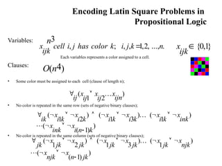 Latin Square Problem Propostional logic and model checking.ppt