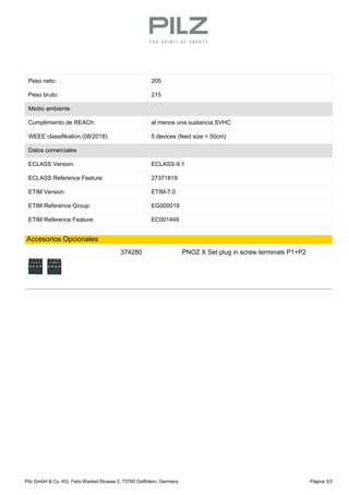 Peso neto: 205
Peso bruto: 215
Medio ambiente
Cumplimiento de REACh: al menos una sustancia SVHC
WEEE classifikation (08/2...