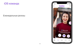 iOS команда
Еженедельные релизы
6
 