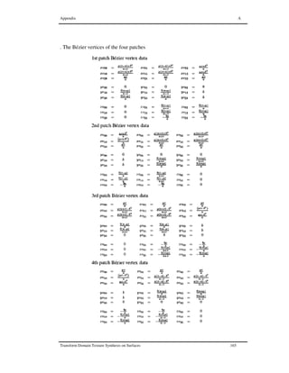 Appendix A
Transform Domain Texture Synthesis on Surfaces 165
. The Bézier vertices of the four patches
 