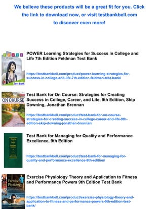 Peak Performance Success in College and Beyond 9th Edition Ferrett Test ...