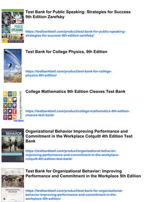 Peak Performance Success in College and Beyond 9th Edition Ferrett Test ...