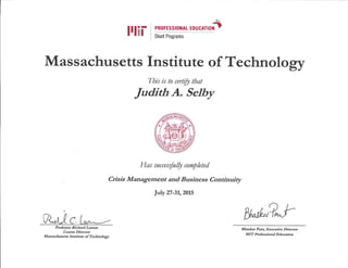 MIT - Crisis Management and Business Continuity Certificate
