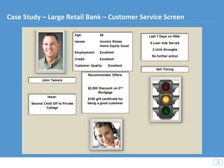 18
18
Case Study – Large Retail Bank – Customer Service Screen
 