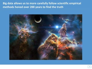 74
74
Big data allows us to more carefully follow scientific empirical
methods honed over 200 years to find the truth
 