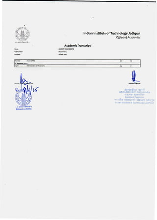 Guneet Singh Mehta gradesheet | PDF