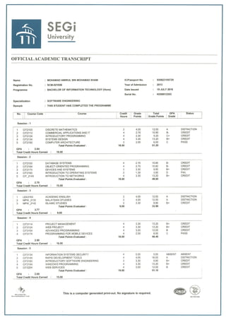 Degree and Transcripts
