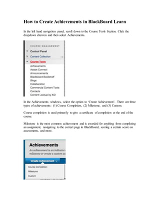 How to Create Achievements in BlackBoard Learn  PDF