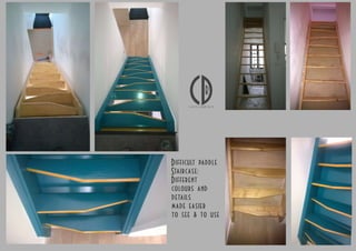 Difficult paddle
Staircase:
Different
colours and
details
made easier
to see & to use
 
