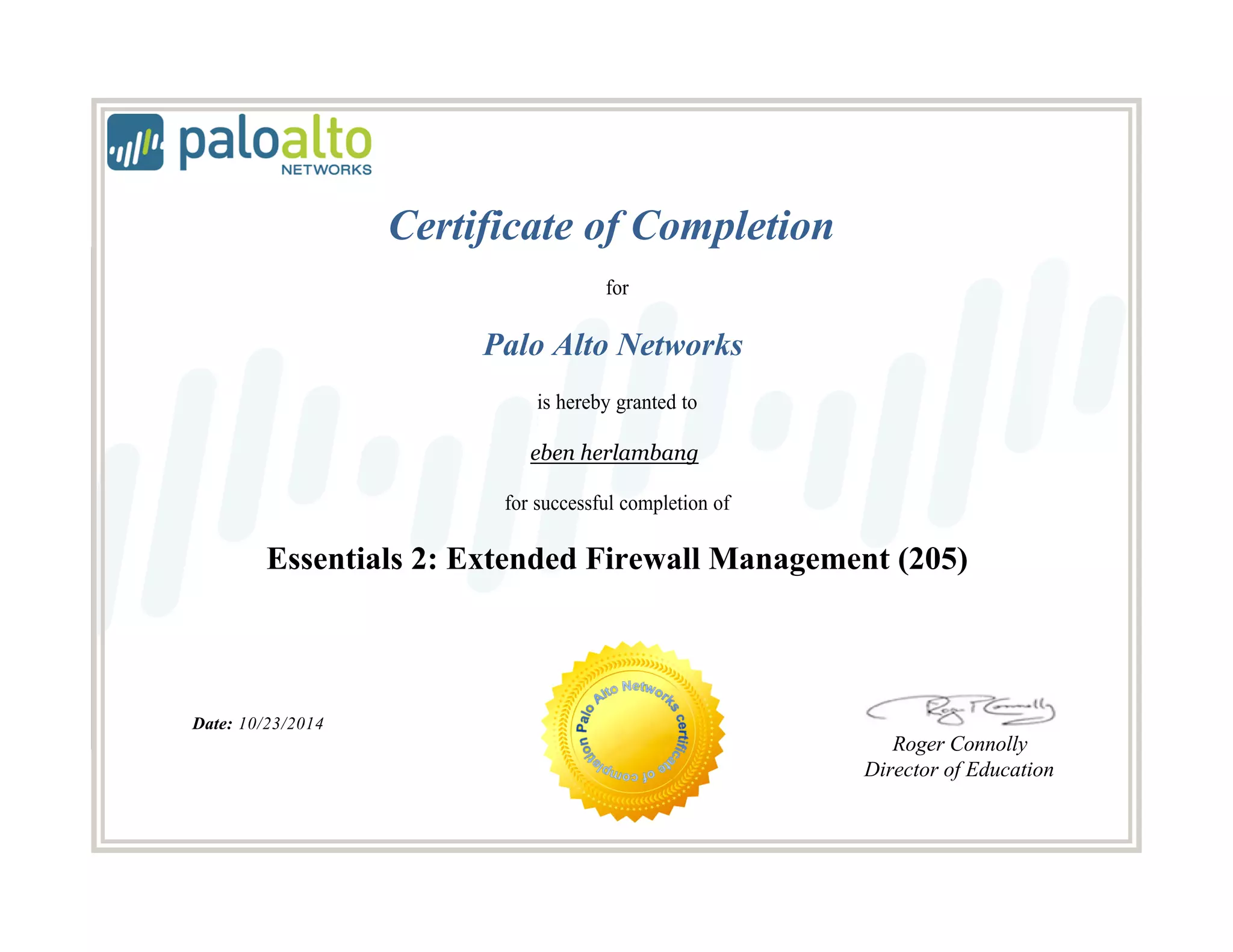 certificate Palo Alto 205 PPT