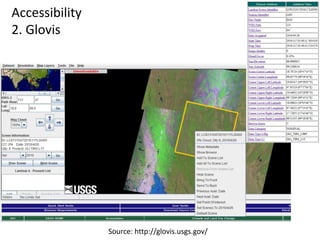 Accessibility
2. Glovis
Source: http://glovis.usgs.gov/
 
