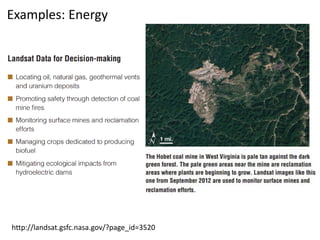 Examples: Energy
http://landsat.gsfc.nasa.gov/?page_id=3520
 