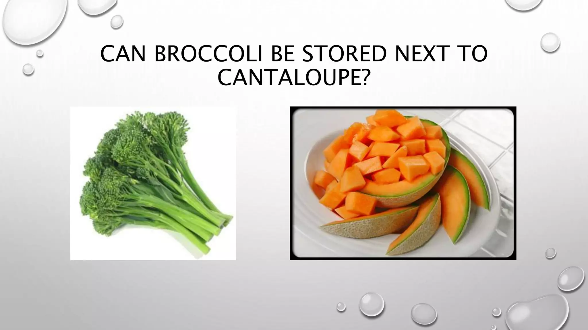CAN BROCCOLI BE STORED NEXT TO
CANTALOUPE?
 