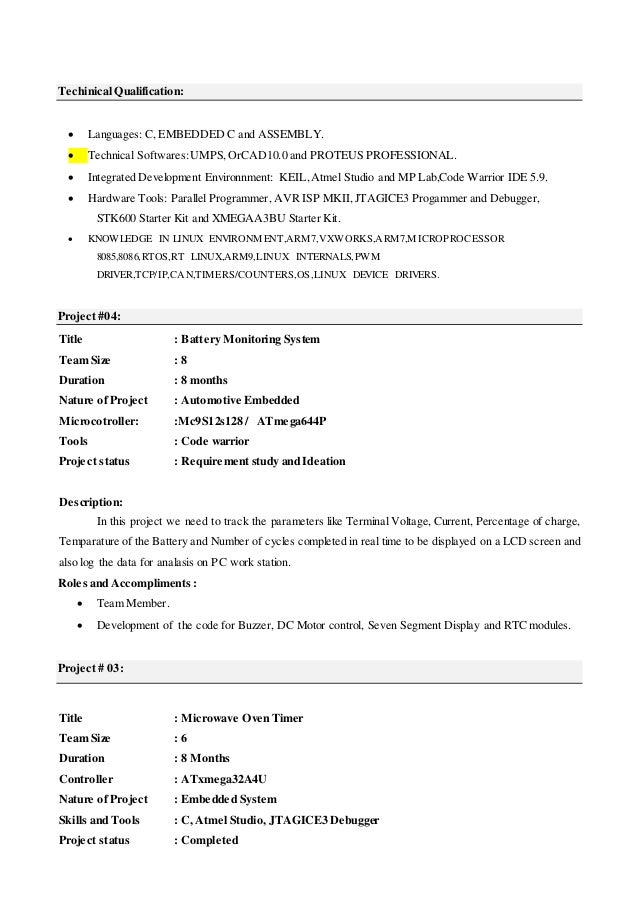 embedded developer resumes