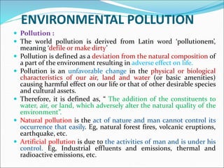 Defiled Meaning Environment pollution and it's control | PPT