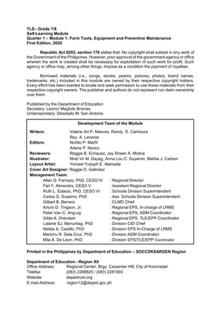 7_8. TLE Agricultural Crop Production Quarter 1 Module 1_ Farm Tools ...