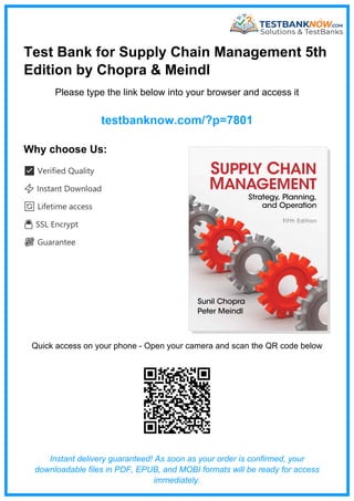 Comprehensive Test Bank for Supply Chain Management 5th Edition by ...