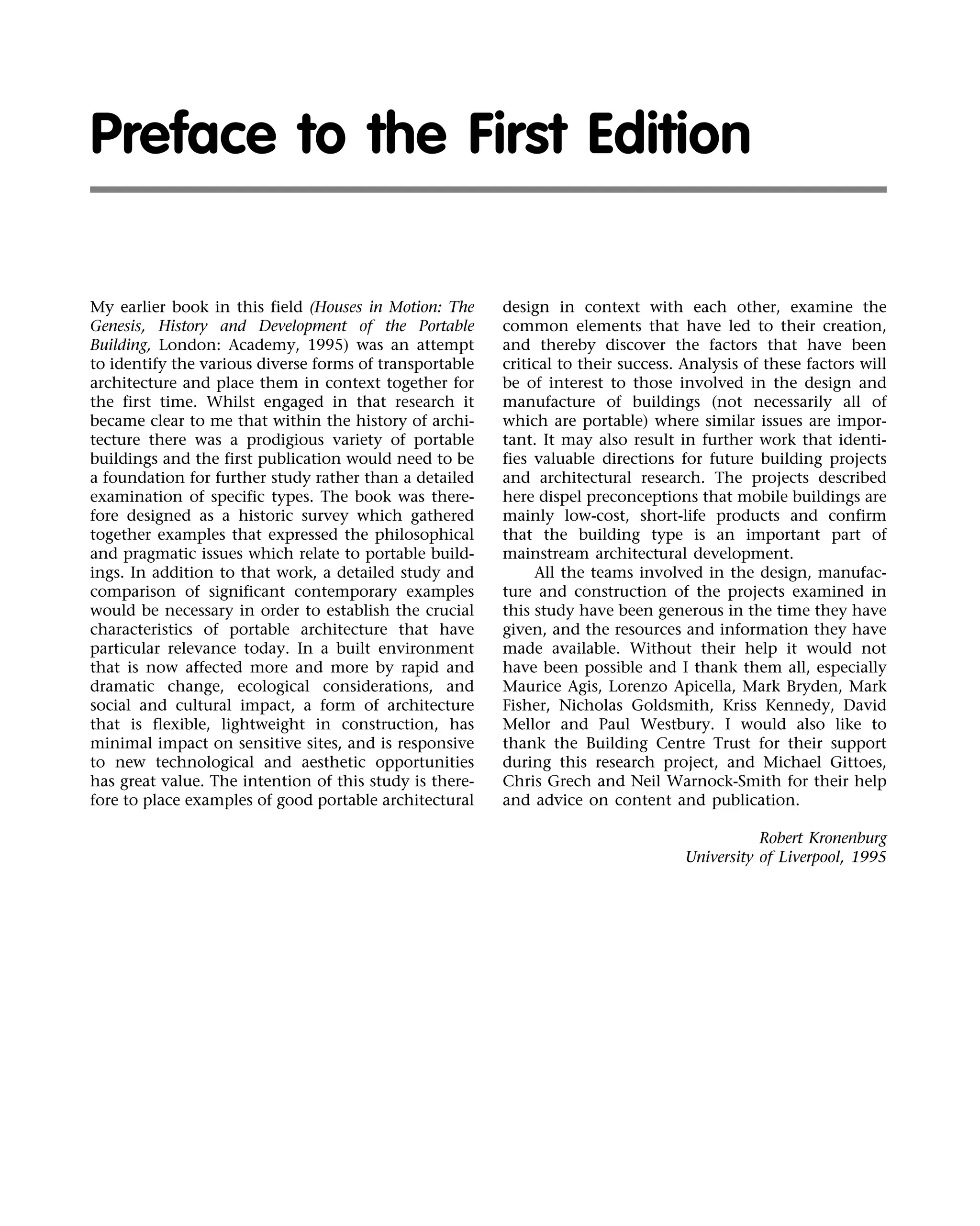 Portable Architecture 1st Edition Robert Kronenburg | PDF