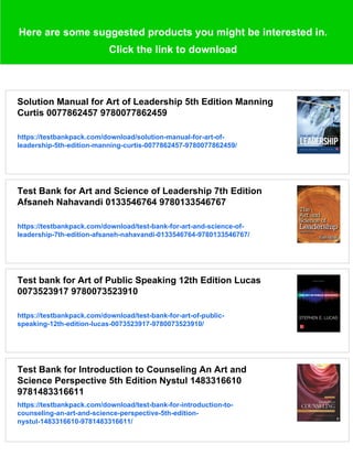 Test Bank for Art of Leadership 5th Edition Manning Curtis 0077862457 ...