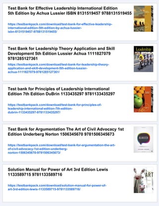 Test Bank for Art of Leadership 5th Edition Manning Curtis 0077862457 ...