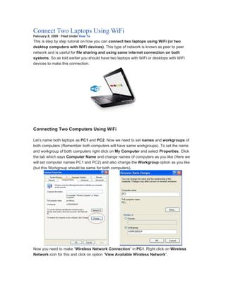 connect two laptops using wi fi