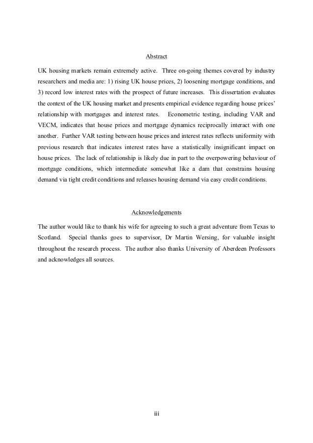 Dissertation on uk housing market