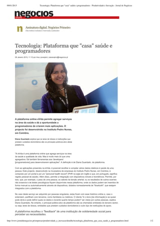 Tecnologia- Plataforma q...ão - Jornal de Negócios”- DianaGuardado