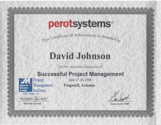 David Johnson Project Management Certificate