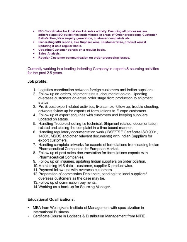 cv supply chain logistics customer service order cv order