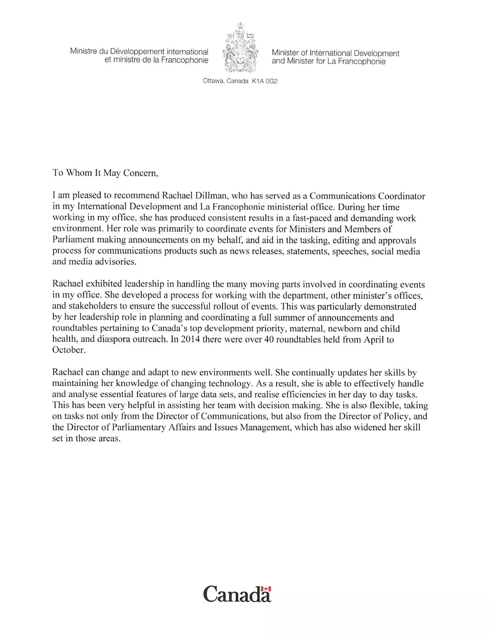 Letter of Recommendation - Development | PDF