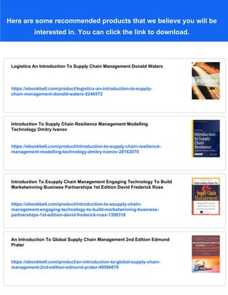 Introduction To Supply Chain Management Technologies | PDF