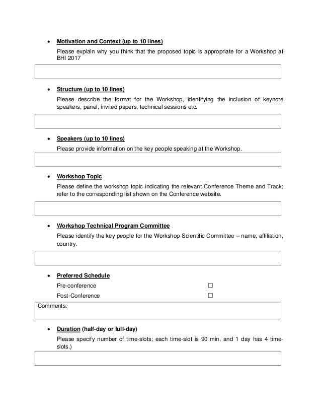 Workshop Proposal Template