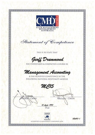 Management Accounting Certificate