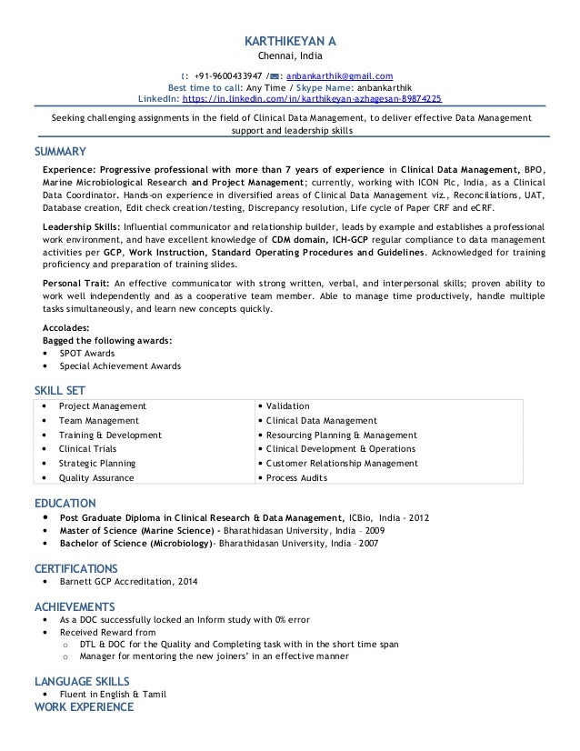 A Karthikeyan_Healthcare_Clinical Data Coordinator_7 years