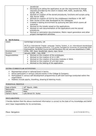 Resume Gautom Dutta | PDF