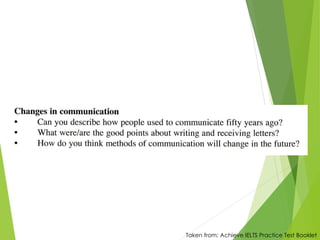 Taken from: Achieve IELTS Practice Test Booklet
 