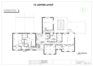 En - Suite 1
Bedroom 1
En - Suite 3
En - Suite 4
En - Suite 2
Bedroom 2
Bedroom 3
Bedroom 4
En - Suite
Dressing
room
Balconey
Laundry
Room
Dressing
room
Gallery Landing
down
up
switch27
(En-suite1)
S2
output
S2
output
S2
output
S2
output
P1
output
D output
D output
D output
S1
output
S1
output
S1
output
S2
output
S2
output
S2 output
S2 output S2 output
S2
output
S2
output
switch 25 (pendan lighing)
switch 26 (small spots)
D
output
D
output
D
output
S1
output
S1
output
S1
output
S1
output
switch 22
( En -suite 2)
switch30(smallspots)
switch31(directionspots)
switch32(pendanlighing)
S2
output
S2
output
S2
output
S2
output
S2
output
S2
output
S2
outputS2 output
P1
output
P1
output
S2
output
switch34(pendanlighing)
switch33(smallspots)
S1
output
S1
output
S1
output
S2
output
S2
output
S2
output
2xS2
output
P1
output
switch19
(directionspots)
switch 35(En -suite 3)
S1
output
S1
output
S1
output
S1
output
S1
output
S1
output
switch 40( En -suite 4)
S1
output
S1
output
S1
output
switch 37 (spot light)
switch 38 (pendan lighing)
switch 39 (small spots)
S2 output S2 output
S2
output
12x S2
output
S2 output S2 output S2 output
S1
output
S1
output
S1
output
S1
output
S1
output
S1
output
S1
output
S1
output
S1
output
S1
output
S1
output
S1
output
S1
output
S1
output
S1
output
S1
output
S1
output
S1
output
S1
output
S1
output
S1
output
S1 output
S1
output
S1
output
S1
output
S1
output
S1
output
S1
output
S1output S1output S1output
4xS2 output
S2
output
S2
output
S2
output
for graund floor
S2
output
S2
output
output
output
double switch 29.1
(small spots/ spot lighting)
double switch 29.2
(smoll spots/
spot lighting)
switch36
(spotlight)
switch 41
(spot light)
switch 42
(spot light)
switch 43
(spot light)
lightingline15
lightingline16
lighting line 17
lighting line 28
S1 output
lighting line 19
lighting line 19
lighting line 20
lighting line 20
lighting line 21
lighting line 23
lighting line 21
lighting line 22
lighting line 18
lighting line 16
lighting line 15
lighting line 22
lighting line 23
lighting line 17
lighting line 19
lighting line 24
lighting line 25
lighting line 26
lighting line 27
lighting line 28.1
lighting line28.2
lighting line 29
lightingline32.1
lightingline30
lighting line 31
lighting line 32.2
lighting line 29,30,31,33
lighting line 28.1, 28.2
lighting line 32.1, 32.2
lighting lines 24,25,26,27
S2
output
S2
output
S2
output
S2 output S2 outputS2 output
S2 output
S2 output S2 output S2 output S2 output S2 output S2 output
S2
output
S2
output
S2
output
switch 44 for LED line
lighting line 33
LED line
output
photosensitive detector
(depends on natural lux level)
D
PROJECT
CLIENT
TITLE
DATEDESIGNED
REV
SIZESCALE
PROJECT No
CHECKED
DRG No
Rev. Description Drn. Check.Date
This calculation is based upon specified
parameters supplied by the client, and other
assumed design inputs, as detailed in this
document. In practice, there may be variations
due to differences in as-installed luminaire
positioning, room surface reflectance, supply
voltage, photometric tolerances, etc, & normally
accepted uncertainties. We reserve the right to
modify the scheme if relevant information
subsequently becomes available.
PRIVATE HOUSE RECONSTRUCTION PROJECT
ELECTRICAL AND LIGHTING
LIGHTING LAYOUT JB001 1.6 1
VC VC 26.07.2016 1:30 A0
FIRST FLOOR PLAN
SCALE 1:30
1.6 LIGHTING LAYOUT
TO CONFIRM ON SITE WITH
OWNER FOR FINAL SIGN OFF
 