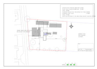 Ground Floor Planning Approved 213sqm
First Floor Planning Approved 213sqm
Total 426sqm
Proposed Ground Floor Excluding Pool Area 262sqm.
Proposed First Floor 175sqm
Total 437sqm.
Existing buildings to be demolished ground covering 429Sqm.
SCALE
0 5 10 15
paddock area
and proposed
alotment
Shaded Areas Show Existing
Buildings To Be Removed.
 