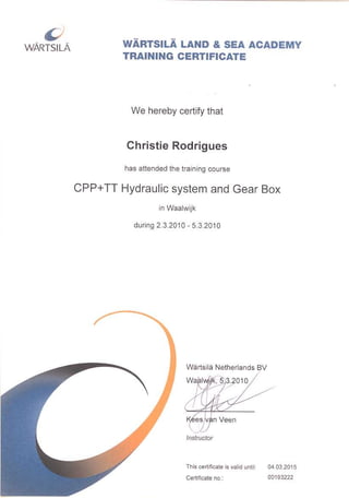 wartsila certificate CPP TT HYDRAULICS