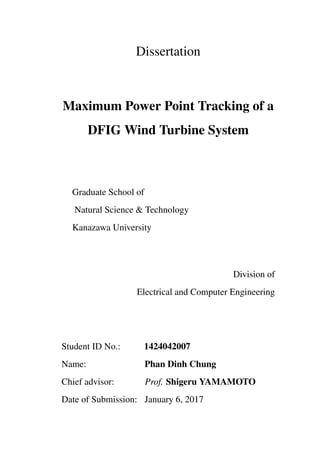 Maximum Power Point Tracking of a DFIG Wind Turbine System 786328456 | PDF