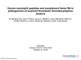 Role of Human Neutrophil Peptides and Complement Factor Bb in Acquired ...