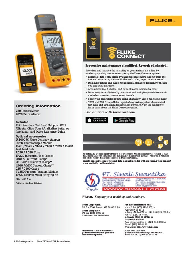 Technical Data Fluke 787B and Fluke 789